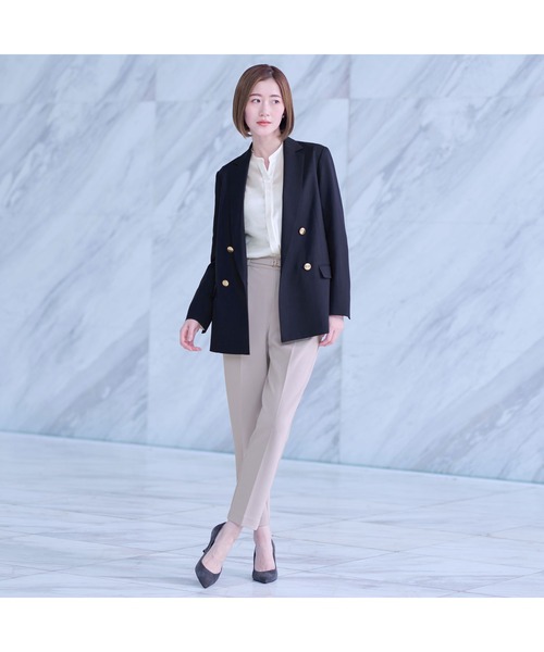 AOYAMA（アオヤマ）の「華やかさが目を引く微光沢素材!取り外しタイ付ブラウス（シャツ/ブラウス・レディース・ブラック/サックスブルー/ホワイト/ピンク・S/M/L/LL）」の10枚目の写真