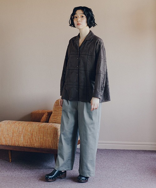 freada レース刺繍パッチワークシャツ セットアップ 黒 freada レース