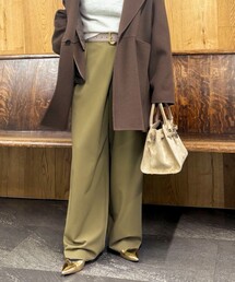 ウォッシャブルピーチツイルラップワイドパンツ