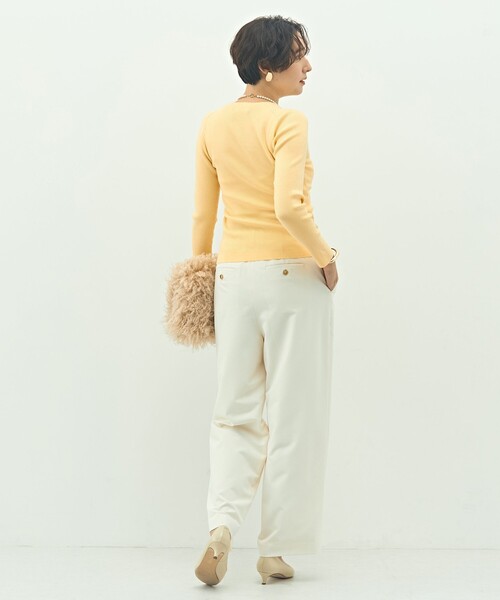 NOLLEY’S Sophi(ノーリーズソフィ)の「ウォッシャブルピーチツイルラップワイドパンツ(その他パンツ・レディース・オフホワイト/オリーブ/チャコールグレー・34/36/38)」の4枚目の写真