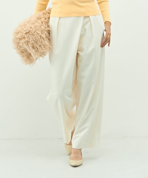 NOLLEY’S Sophi(ノーリーズソフィ)の「ウォッシャブルピーチツイルラップワイドパンツ(その他パンツ・レディース・オフホワイト/オリーブ/チャコールグレー・34/36/38)」の6枚目の写真