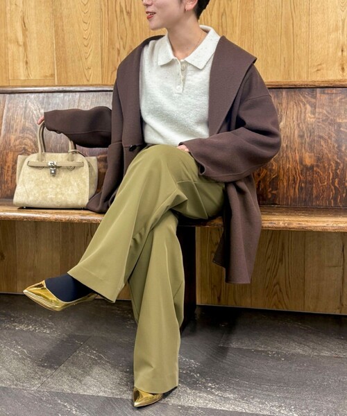 NOLLEY’S Sophi(ノーリーズソフィ)の「ウォッシャブルピーチツイルラップワイドパンツ(その他パンツ・レディース・オフホワイト/オリーブ/チャコールグレー・34/36/38)」の10枚目の写真