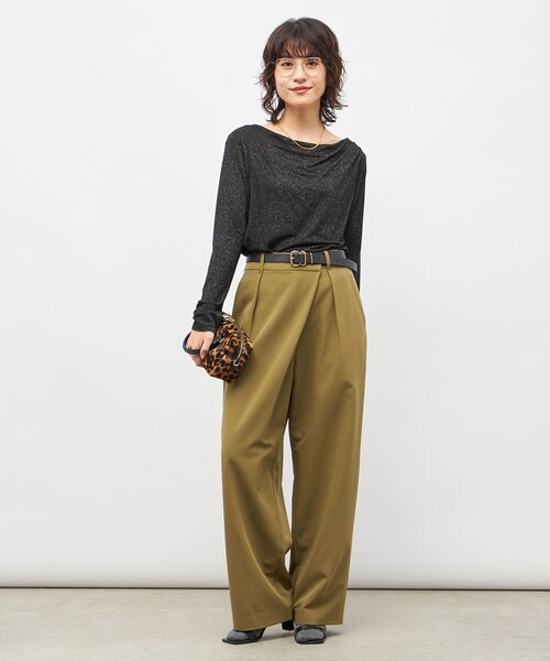 NOLLEY’S Sophi(ノーリーズソフィ)の「ウォッシャブルピーチツイルラップワイドパンツ(その他パンツ・レディース・オフホワイト/オリーブ/チャコールグレー・34/36/38)」の11枚目の写真