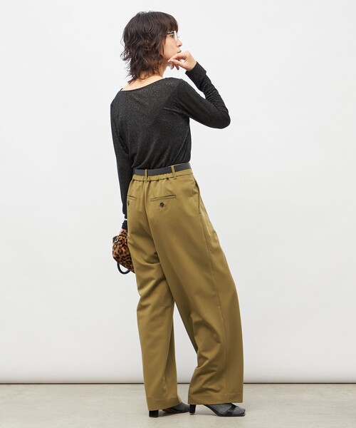 NOLLEY’S Sophi(ノーリーズソフィ)の「ウォッシャブルピーチツイルラップワイドパンツ(その他パンツ・レディース・オフホワイト/オリーブ/チャコールグレー・34/36/38)」の14枚目の写真