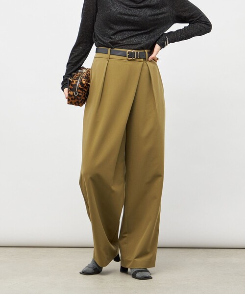 NOLLEY’S Sophi(ノーリーズソフィ)の「ウォッシャブルピーチツイルラップワイドパンツ(その他パンツ・レディース・オフホワイト/オリーブ/チャコールグレー・34/36/38)」の16枚目の写真