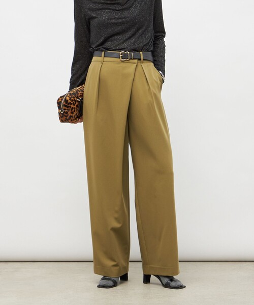 NOLLEY’S Sophi(ノーリーズソフィ)の「ウォッシャブルピーチツイルラップワイドパンツ(その他パンツ・レディース・オフホワイト/オリーブ/チャコールグレー・34/36/38)」の18枚目の写真