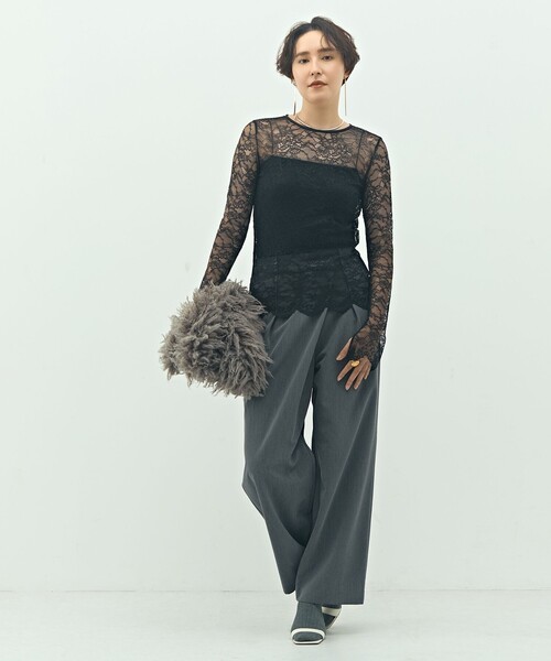 NOLLEY’S Sophi(ノーリーズソフィ)の「ウォッシャブルピーチツイルラップワイドパンツ(その他パンツ・レディース・オフホワイト/オリーブ/チャコールグレー・34/36/38)」の19枚目の写真