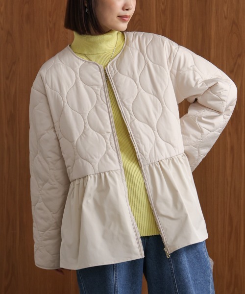 Bou Jeloud（ブージュルード）の「中綿ペプラムブルゾン（ブルゾン・レディース・オフホワイト/ブラック・38）」の3枚目の写真