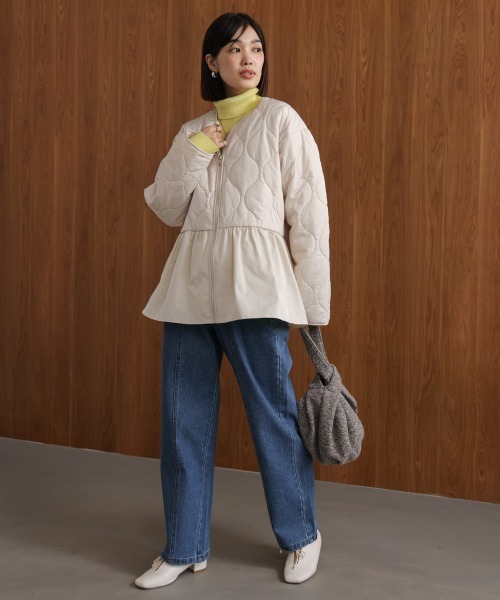 Bou Jeloud（ブージュルード）の「中綿ペプラムブルゾン（ブルゾン・レディース・オフホワイト/ブラック・38）」の7枚目の写真