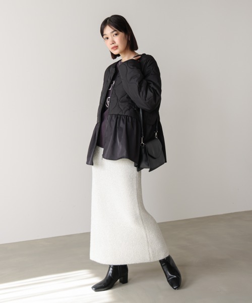 Bou Jeloud（ブージュルード）の「中綿ペプラムブルゾン（ブルゾン・レディース・オフホワイト/ブラック・38）」の21枚目の写真