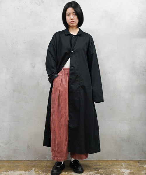 HARVESTY（ハーベスティ）の「HARVESTY / ハーベスティー OVER COAT COMA BURBERRY CLOTH (A32502) バーバリークロス オーバーコート（ステンカラーコート・レディース・ベージュ/オリーブ/ブラック・1/2）」の8枚目の写真