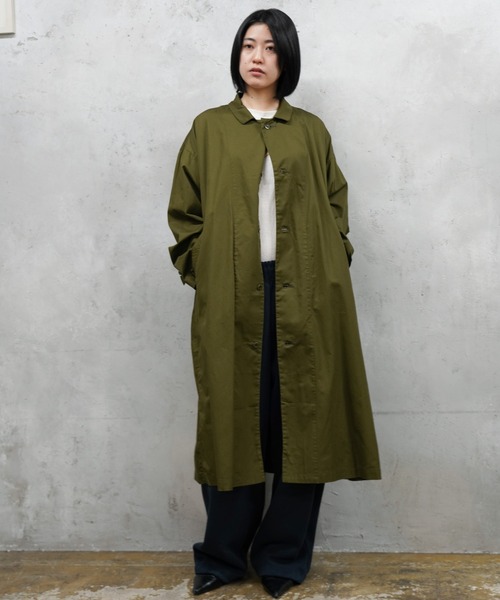 HARVESTY（ハーベスティ）の「HARVESTY / ハーベスティー OVER COAT COMA BURBERRY CLOTH (A32502) バーバリークロス オーバーコート（ステンカラーコート・レディース・ベージュ/オリーブ/ブラック・1/2）」の13枚目の写真