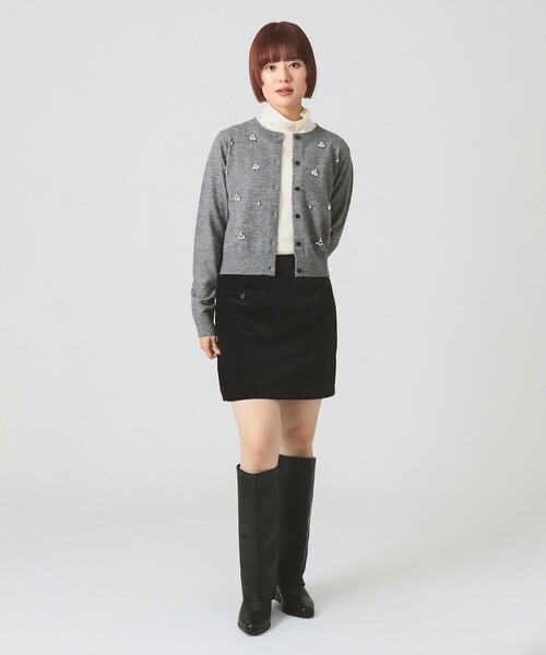 Ray BEAMS（レイビームス）の「ビジュー クルーネック カーディガン [手洗い可]（カーディガン/ボレロ・レディース・シルバー/ブラック・ONE SIZE）」の3枚目の写真