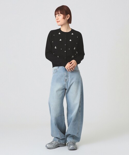 Ray BEAMS（レイビームス）の「ビジュー クルーネック カーディガン [手洗い可]（カーディガン/ボレロ・レディース・シルバー/ブラック・ONE SIZE）」の7枚目の写真