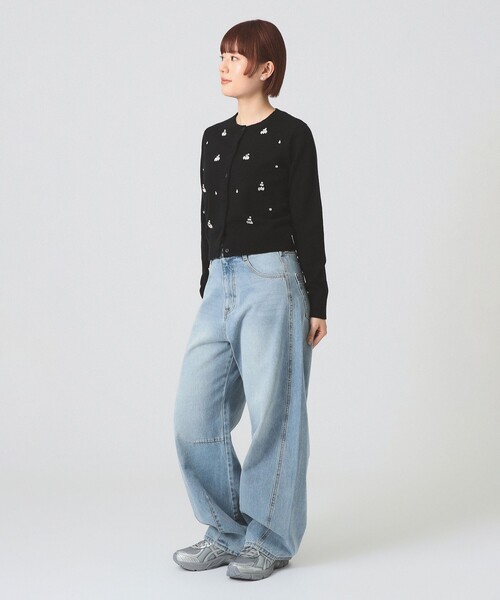 Ray BEAMS（レイビームス）の「ビジュー クルーネック カーディガン [手洗い可]（カーディガン/ボレロ・レディース・シルバー/ブラック・ONE SIZE）」の8枚目の写真