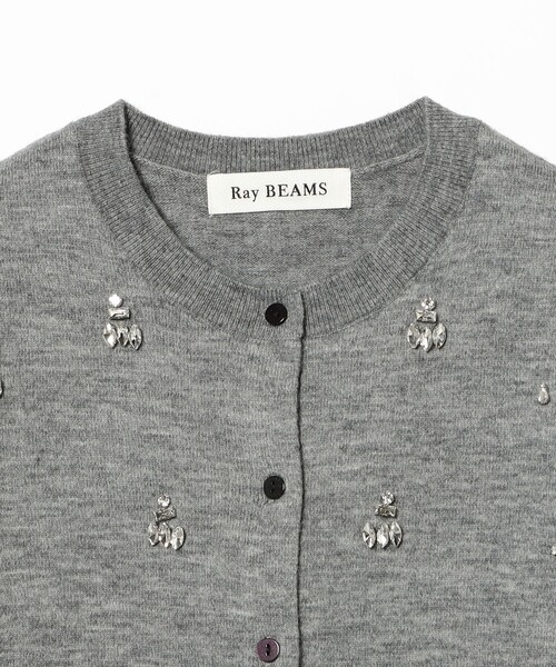 Ray BEAMS（レイビームス）の「ビジュー クルーネック カーディガン [手洗い可]（カーディガン/ボレロ・レディース・シルバー/ブラック・ONE SIZE）」の12枚目の写真