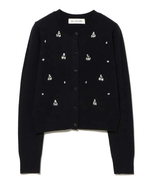 Ray BEAMS（レイビームス）の「ビジュー クルーネック カーディガン [手洗い可]（カーディガン/ボレロ・レディース・シルバー/ブラック・ONE SIZE）」の16枚目の写真