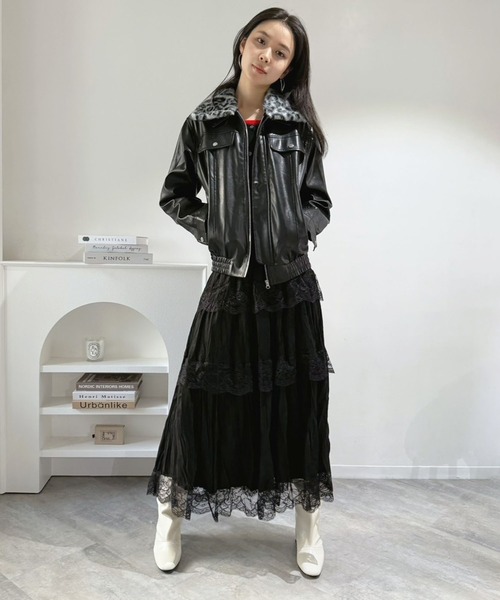 セール】【衿取り外し可】レオパードカラーシンセティックレザー