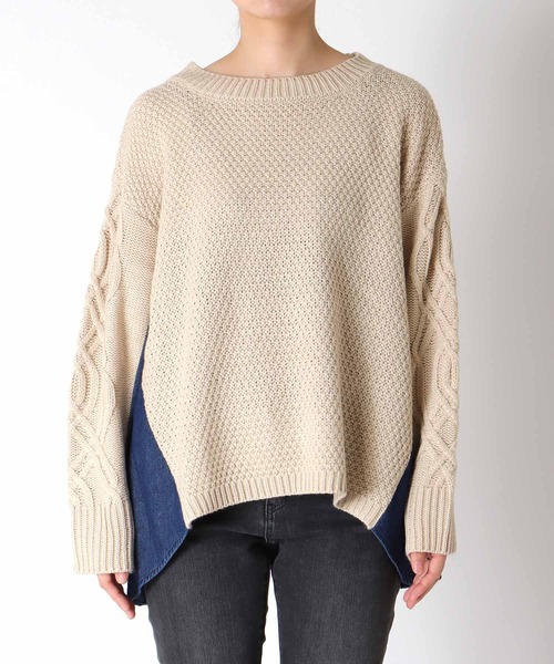 Cepica（セピカ）の「デニムコンビＡラインニットプルオーバー（ニット/セーター・レディース・チャコールグレー/ベージュ・FREE）」の15枚目の写真