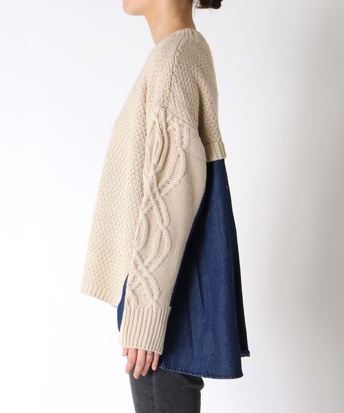 Cepica（セピカ）の「デニムコンビＡラインニットプルオーバー（ニット/セーター・レディース・チャコールグレー/ベージュ・FREE）」の16枚目の写真