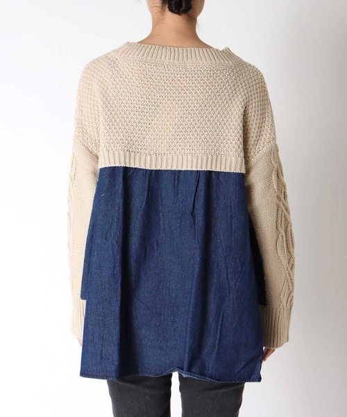 Cepica（セピカ）の「デニムコンビＡラインニットプルオーバー（ニット/セーター・レディース・チャコールグレー/ベージュ・FREE）」の17枚目の写真