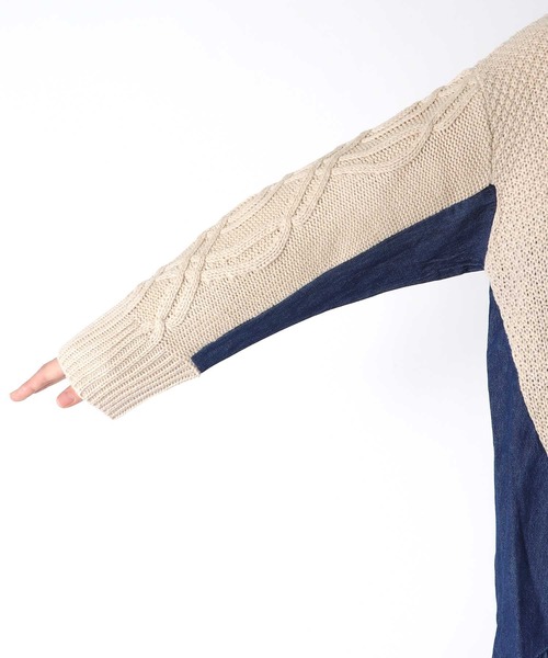 Cepica（セピカ）の「デニムコンビＡラインニットプルオーバー（ニット/セーター・レディース・チャコールグレー/ベージュ・FREE）」の19枚目の写真