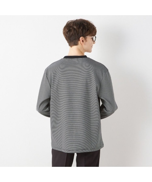SUIT SELECT（スーツセレクト）の「【RBC/長袖】ボーダーシャツ（Tシャツ/カットソー・メンズ・ブラック/グレー/ネイビー・MEDIUM/LARGE/X-LARGE）」の5枚目の写真