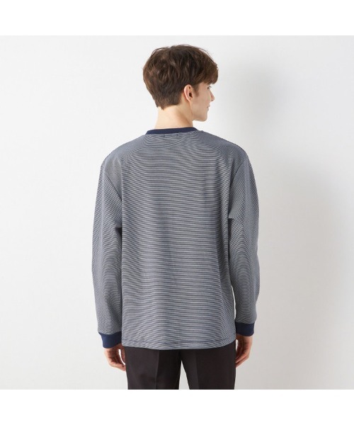 SUIT SELECT（スーツセレクト）の「【RBC/長袖】ボーダーシャツ（Tシャツ/カットソー・メンズ・ブラック/グレー/ネイビー・MEDIUM/LARGE/X-LARGE）」の9枚目の写真