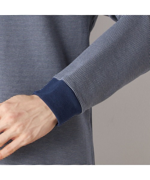 SUIT SELECT（スーツセレクト）の「【RBC/長袖】ボーダーシャツ（Tシャツ/カットソー・メンズ・ブラック/グレー/ネイビー・MEDIUM/LARGE/X-LARGE）」の11枚目の写真