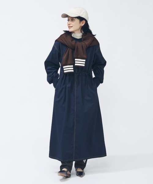 adidas(アディダス)の「【adidas×アルペン限定モデル】アディダス adidas デニム ライク ストレッチ ルーズ フィット ウーブン ワンピース(ワンピース・レディース・ブラック/ネイビー・S/M/L/XL)」の2枚目の写真