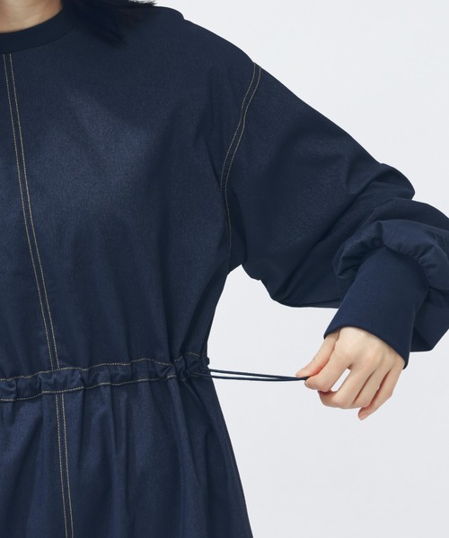 adidas(アディダス)の「【adidas×アルペン限定モデル】アディダス adidas デニム ライク ストレッチ ルーズ フィット ウーブン ワンピース(ワンピース・レディース・ブラック/ネイビー・S/M/L/XL)」の9枚目の写真