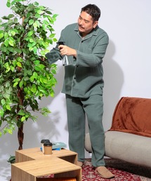 SAKAZEN（サカゼン）の「SAKAZEN (サカゼン) 5つ星パジャマ ふんわりウェーブ 3重ガーゼ フルボタン パジャマ 上下セット（ルームウェア/パジャマ）」