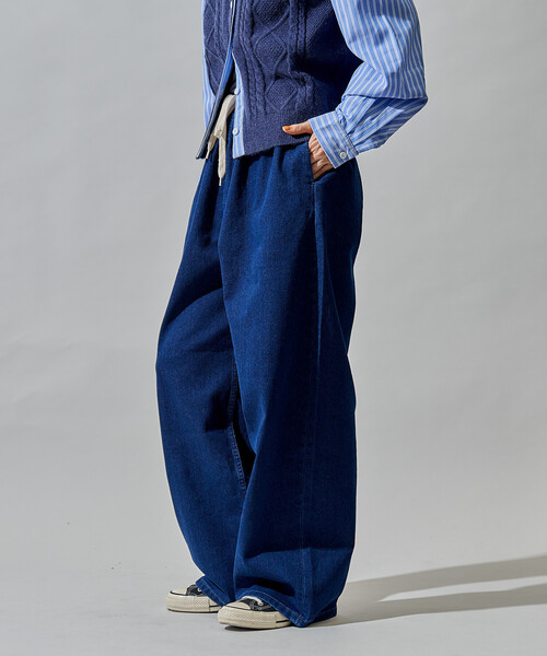 セール】＜低身長サイズあり＞裏起毛 ウォッシュ加工 デニム イージー