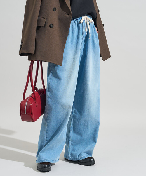 セール】＜低身長サイズあり＞裏起毛 ウォッシュ加工 デニム イージー