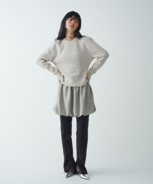 CODE A（コードエー）の「tweed balloon mini skirt（スカート・レディース・ライトグレー系3/ネイビー系3・00）」の10枚目の写真