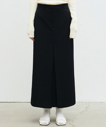 BOX PLEATED LONG SKIRT_BLACK