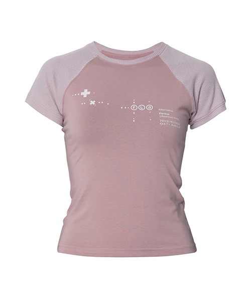 FLAREUP(フレアアップ)の「ムタ ワッフル ラグラン Tシャツ (FL-154_ピンク)(Tシャツ/カットソー・レディース・ライトピンク・1/2/3)」の1枚目の写真