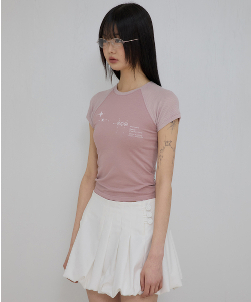 FLAREUP(フレアアップ)の「ムタ ワッフル ラグラン Tシャツ (FL-154_ピンク)(Tシャツ/カットソー・レディース・ライトピンク・1/2/3)」の2枚目の写真