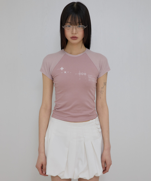 FLAREUP(フレアアップ)の「ムタ ワッフル ラグラン Tシャツ (FL-154_ピンク)(Tシャツ/カットソー・レディース・ライトピンク・1/2/3)」の3枚目の写真