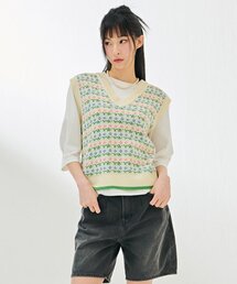 レディース フラワーパターンベスト-DARG7362B05