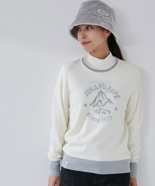 JUN&ROPE'（ジュンアンドロペ）の「マウンテン柄クルーネックニット（ニット/セーター・レディース・ホワイト/ブラック/サックスブルー・S/M/L）」の5枚目の写真