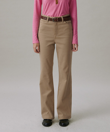 COTTON FLARED PANTS_BEIGE