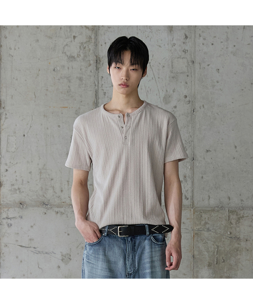 セール】サマーリブヘンリーネックショートスリーブ（Tシャツ