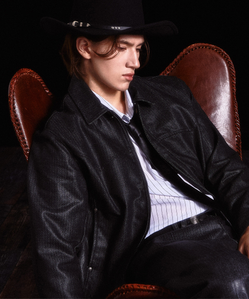 WESLEYHYUSTON(ウェズリーユーストン)の「Herringbone glow denim western jacket black(デニムジャケット・メンズ・その他・MEDIUM/LARGE)」の3枚目の写真