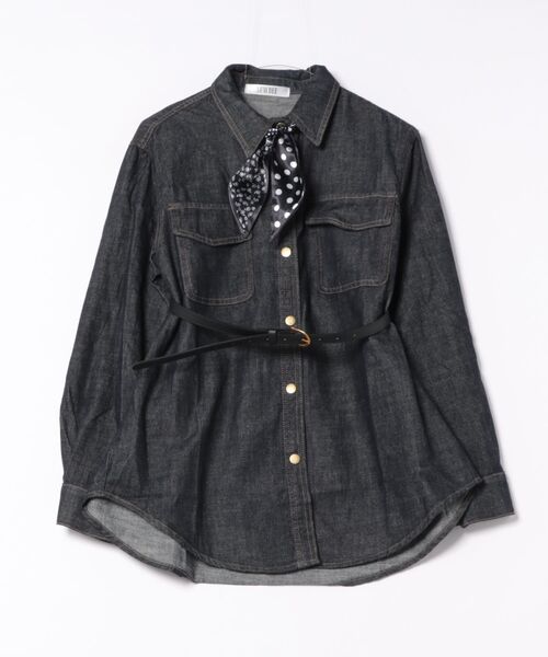 SUWDEE(スーディー)の「scarf double pocket denim shirt(シャツ/ブラウス・レディース・ネイビー・FREE)」の9枚目の写真