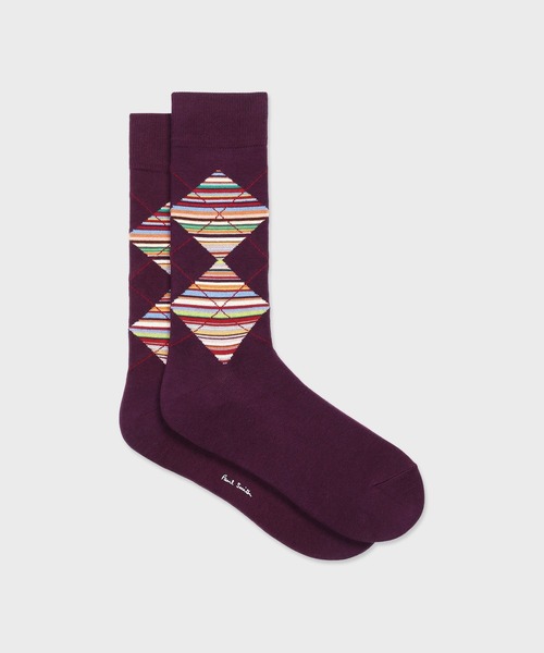 Paul Smith(ポールスミス)の「シグネチャーストライプダイヤ ソックス【250614 CS】(ソックス/靴下・メンズ・ブラック/ネイビー/マルーン・25-27)」の1枚目の写真