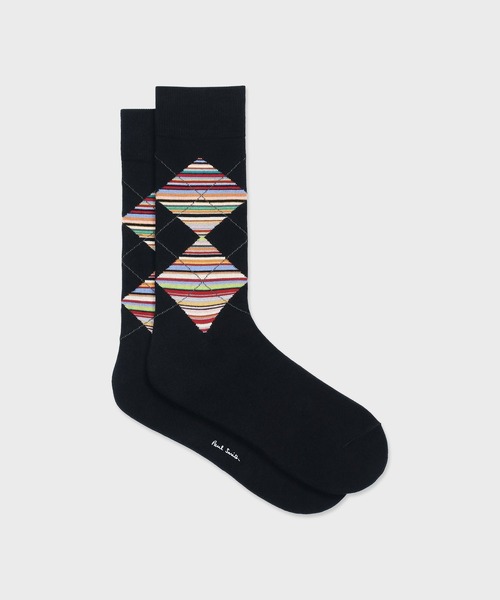 Paul Smith(ポールスミス)の「シグネチャーストライプダイヤ ソックス【250614 CS】(ソックス/靴下・メンズ・ブラック/ネイビー/マルーン・25-27)」の2枚目の写真