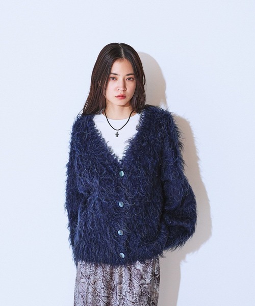 セール】ブークレシャギーVニットカーディガン/634208（カーディガン