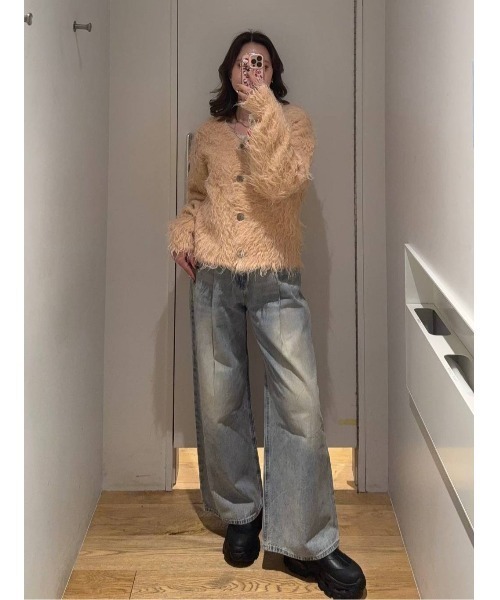 セール】ブークレシャギーVニットカーディガン/634208（カーディガン