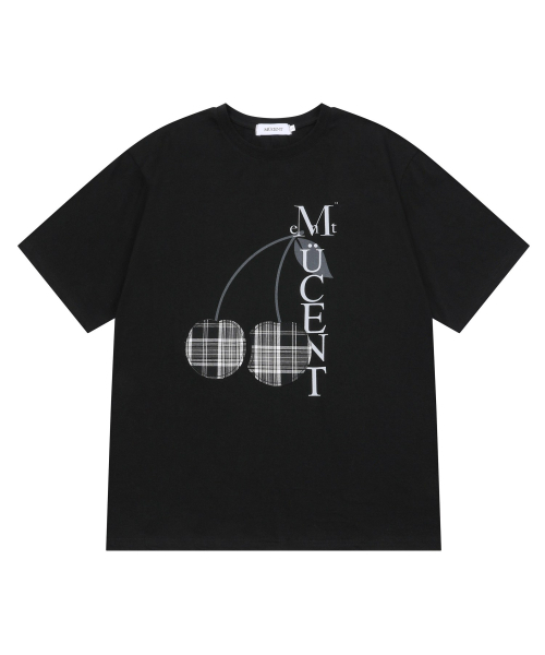 MUCENT(ムセント)の「ブランディチェックチェリーパッチラウンドネック半袖Tシャツ男女共用(Tシャツ/カットソー・レディース・ブラック・L/SHORT/M)」の5枚目の写真